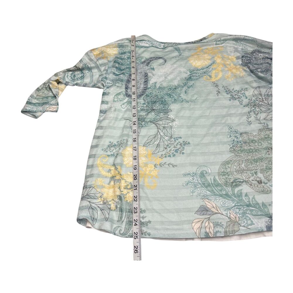 CJ Banks Blouse Top Women X Multicolor Paisley Stretch Lined Round Neck Pullover - Picture 5 of 7